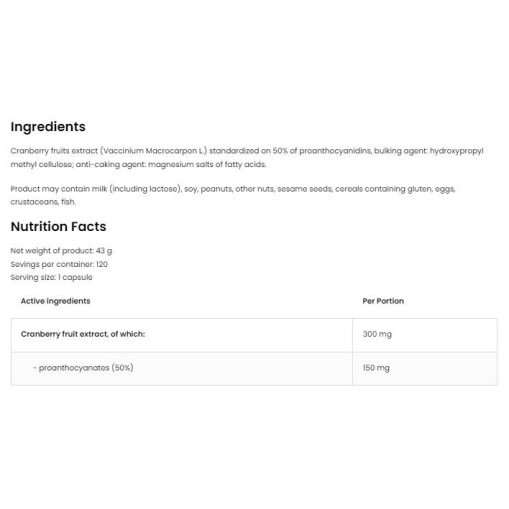 OstroVit Cranberry Extract 300 mg | Vege 120 капсули OstroVit Cranberry Extract 300 mg | Vege 120 капсули