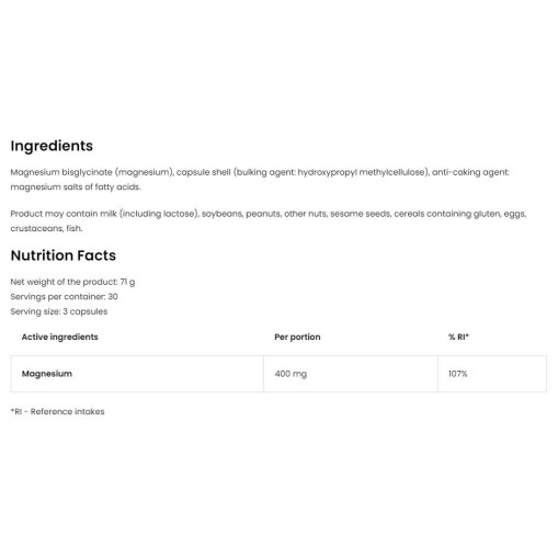 OstroVit Magnesium Glycinate | 400 mg Serving of Magnesiuim Bisglycinate 90 капсули OstroVit Magnesium Glycinate | 400 mg Serving of Magnesiuim Bisglycinate 90 капсули