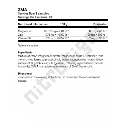 NUTREND ZMA 120 капсули - Цинк с магнезий и витамин В6 NUTREND ZMA 120 капсули - Цинк с магнезий и витамин В6