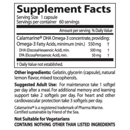 Doctor s Best Best DHA 500 from Calamari 500 mg - Омега Мастни Киселини - Doctor s Best Омега Мастни Киселини > Doctor s Best Best DHA 500 from Calamari 500 mg