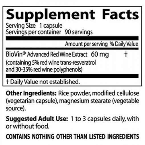 Doctor s Best French Red Wine Extract 60 mg - Антиоксиданти - Doctor s Best Антиоксиданти > Doctor s Best French Red Wine Extract 60 mg