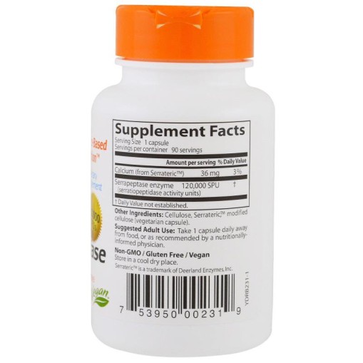 Doctor s Best Serrapeptase 120000 SPU - Здравословни добавки - Doctor s Best Здравословни добавки > Doctor s Best Serrapeptase 120000 SPU