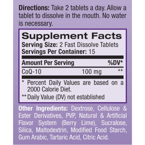 Natrol Коензим CoQ-10 100mg Fast Dissolve - Здравословни добавки - Natrol Здравословни добавки > Natrol Коензим CoQ-10 100mg Fast Dissolve