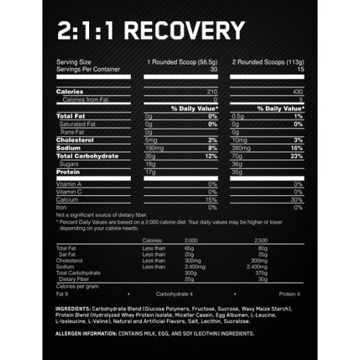 Optimum Nutrition 2:1:1 Recovery - Гейнъри - Optimum Nutrition Гейнъри > Optimum Nutrition 2:1:1 Recovery