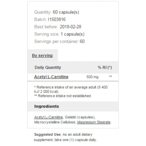 Prozis Acetyl L-Carnitine - - Prozis > Prozis Acetyl L-Carnitine