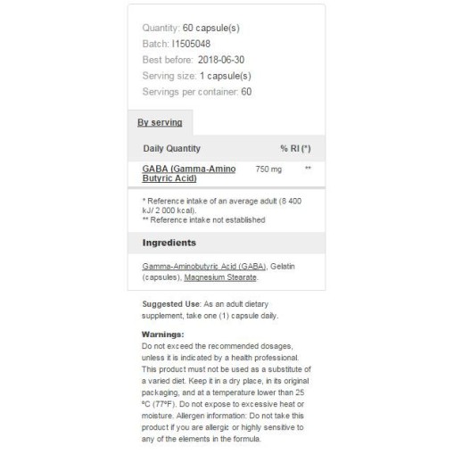 Prozis Foods GABA 750mg - - Prozis > Prozis Foods GABA 750mg