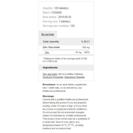 Prozis Foods Zinc Gluconate 50mg - - Prozis > Prozis Foods Zinc Gluconate 50mg