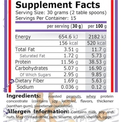 Pure Nutrition Peanut Butter with whey protein - Здравословни добавки - Pure Nutrition Здравословни добавки > Pure Nutrition Peanut Butter with whey protein