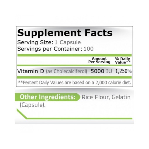 Pure Nutrition Vitamin D3 5000 IU - - Pure Nutrition > Pure Nutrition Vitamin D3 5000 IU