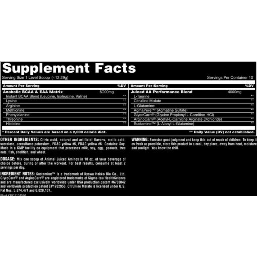 Universal Nutrition Animal – Juiced Aminos - Аминокиселини в свободна форма - Universal Nutrition Аминокиселини в свободна форма > Universal Nutrition Animal – Juiced Aminos