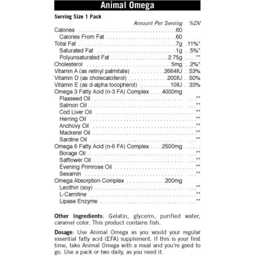 Universal Nutrition Animal Omega 30 packs - Омега Мастни Киселини - Universal Nutrition Омега Мастни Киселини > Universal Nutrition Animal Omega 30 packs