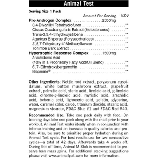 Universal Nutrition Animal Test 21 packs - Хардкор и Хормоно-стимулиращи продукти - Universal Nutrition Хардкор и Хормоно-стимулиращи продукти > Universal Nutrition Animal Test 21 packs